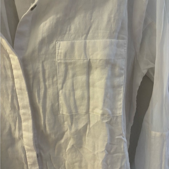 DKNY Jeans White Button Up Shirt with Sheer Sleeves Size M - Picture 3 of 5